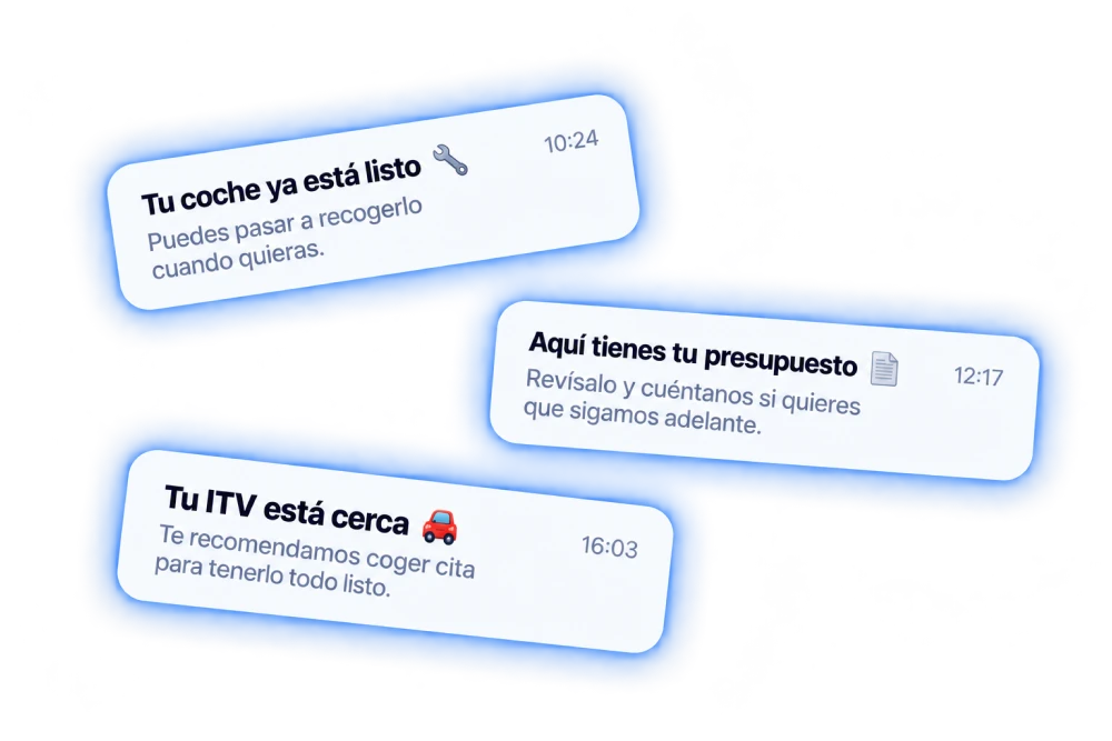 Mensajes automáticos para clientes de un taller mecánico